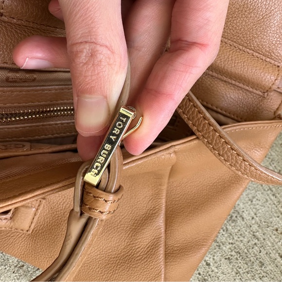 Tory Burch Leather Envelope Clutch Lavish Pebbled Handbag Brown Purse